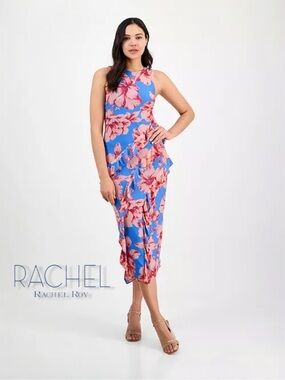 Rachel Roy Isca Ruffled Sleeveless Floral Midi Dress New XL